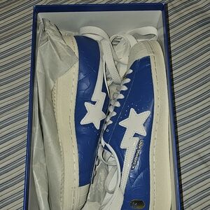 Blue and White Star-Embellished Men's Sneakers